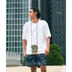 KiU Water Repellent Paracord Mesh Mini Sacoche Sling Pouch -Fashion Bag Store KiU Water Repellent Paracord Mesh Mini Sacoche Sling Pouch Beige 7